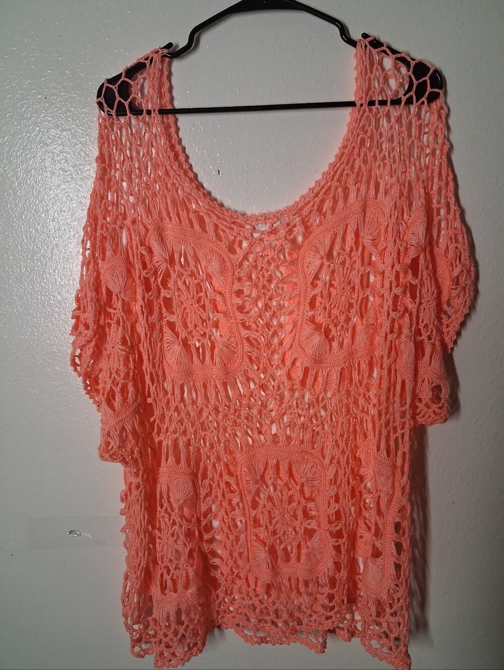 Maurices Coral Crochet Lace Sheer Boho Short Sleeve Top size 3x - Picture 4 of 7